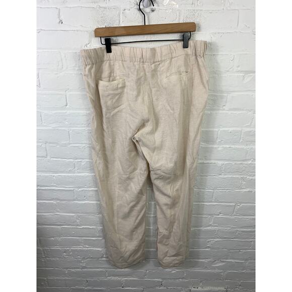 Caslon Women's Tapered Linen Pants Elastic Waist Flax Beige Size Large - Picture 3 of 9
